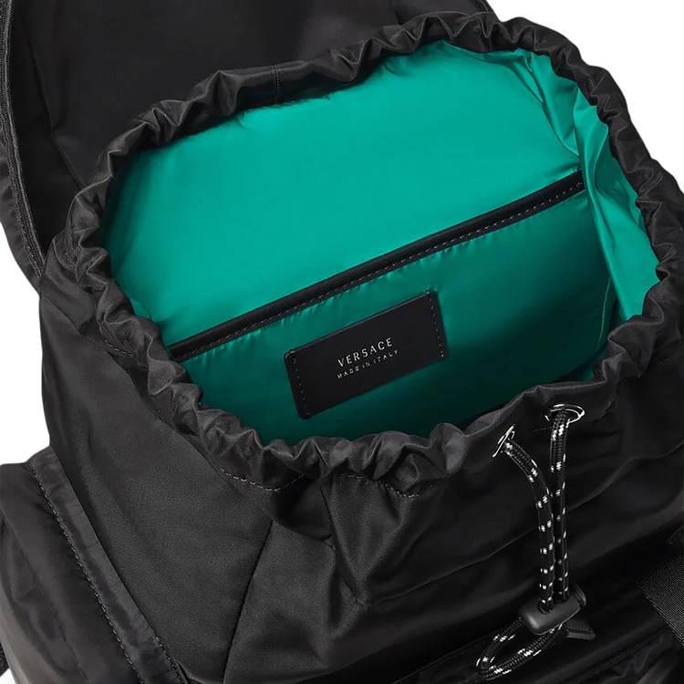 Versace Black Nylon Barocco Signature Print Zip Backpack – Queen
