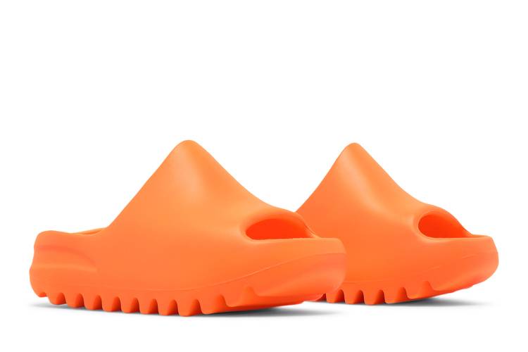 orange yeezy slides goat