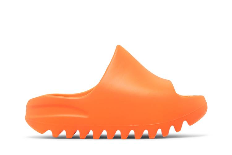 orange yeezy slides goat