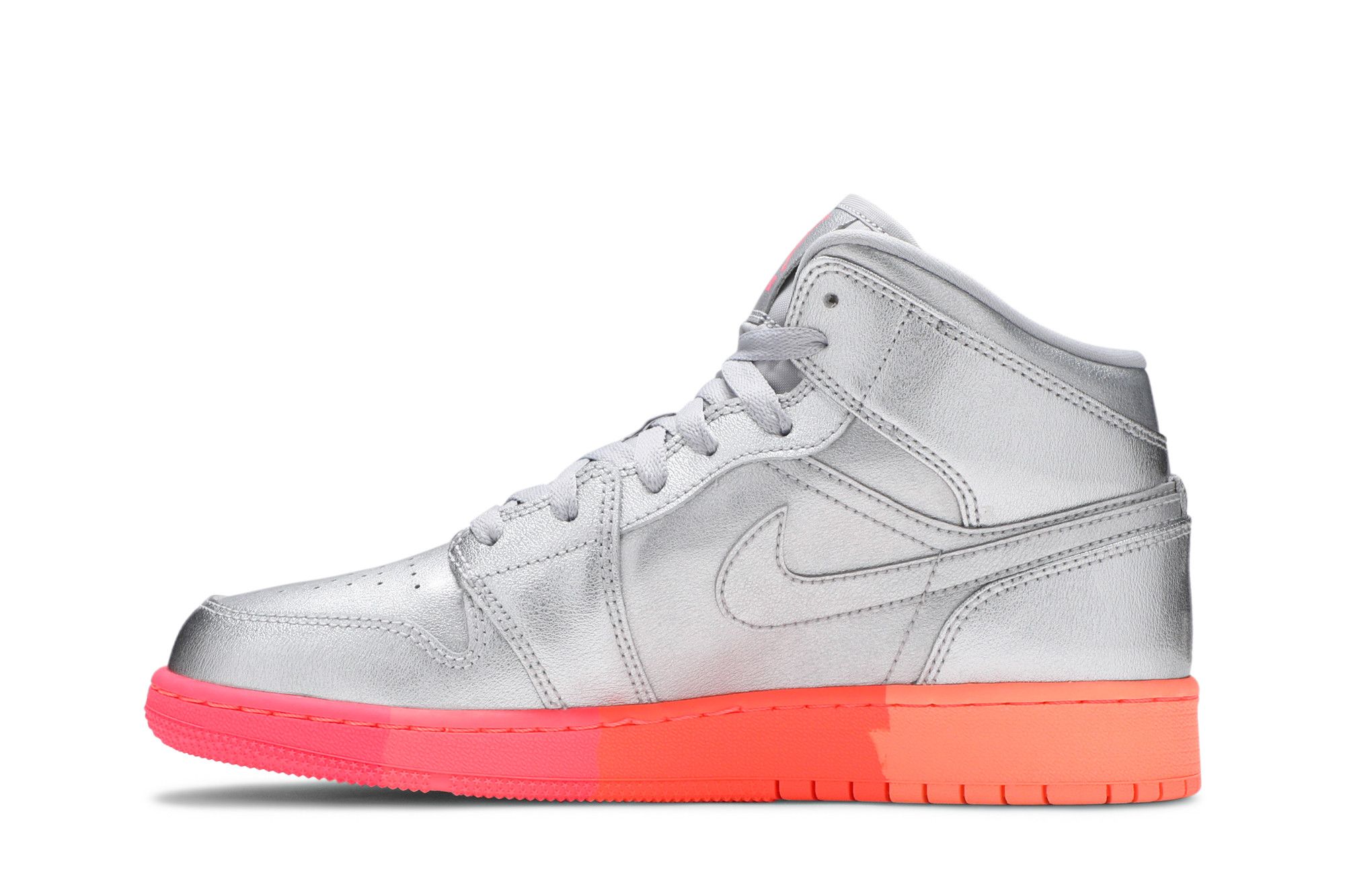 Pre-owned Air Jordan 1 Mid Gs 'metallic Silver Pink Crimson'