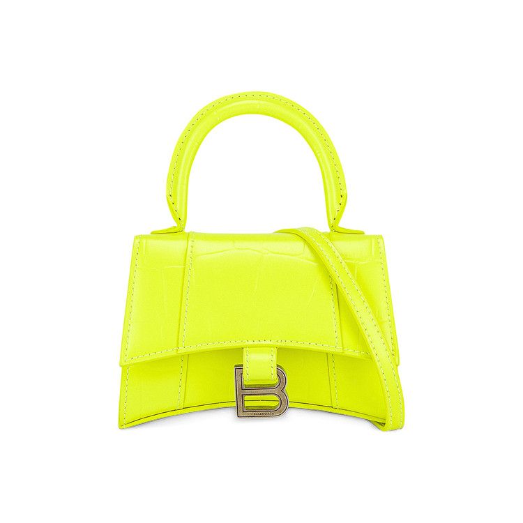 Balenciaga Mini Hourglass Strap Bag Fluorescent Yellow