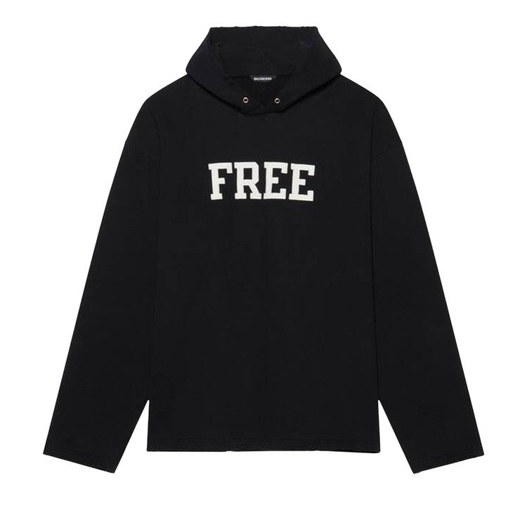 Balenciaga Free Embroidered No Rib Hoodie Black