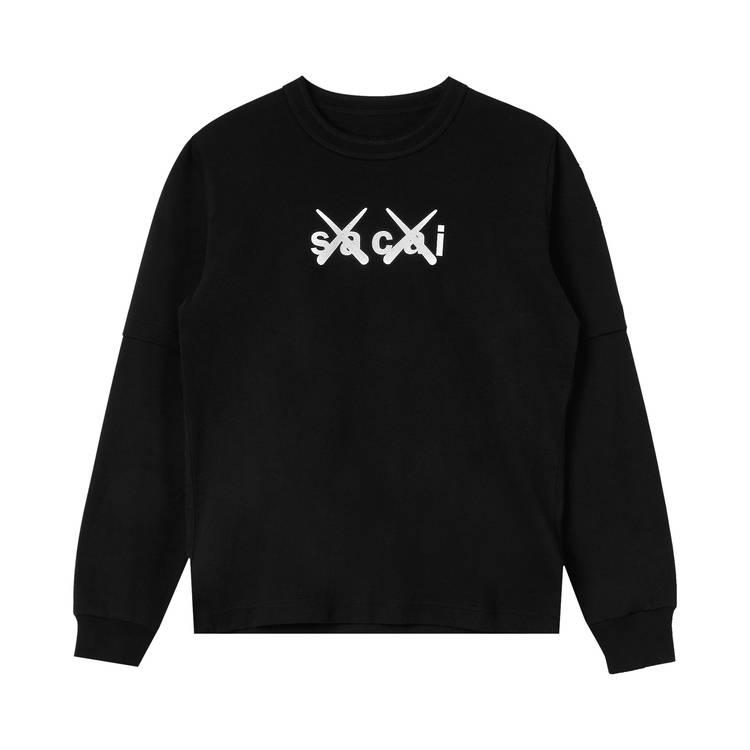 Buy Sacai x KAWS Flock Print Long-Sleeve T-Shirt 'Black/White' - 210287S  0030 | GOAT