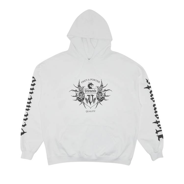 Buy Vetements Black Label Logo Hoodie 'White/Black' - UA52TR900W ...