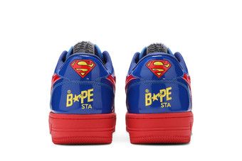 A BATHING APE×DC COMICS SUPERMAN BAPE × DC COMICS Superman BAPESTA patent leather sneakers A