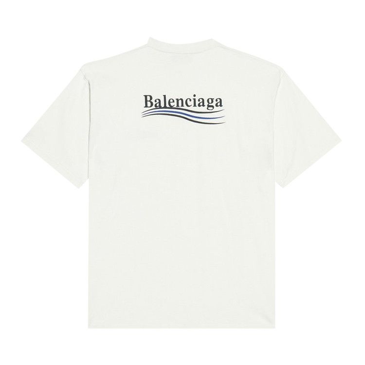 【BALENCIAGA】 ブルー Political Campaign ミディアムTシャツ Men's Political Campaign T-shirt Medium Fit in Faded Blue