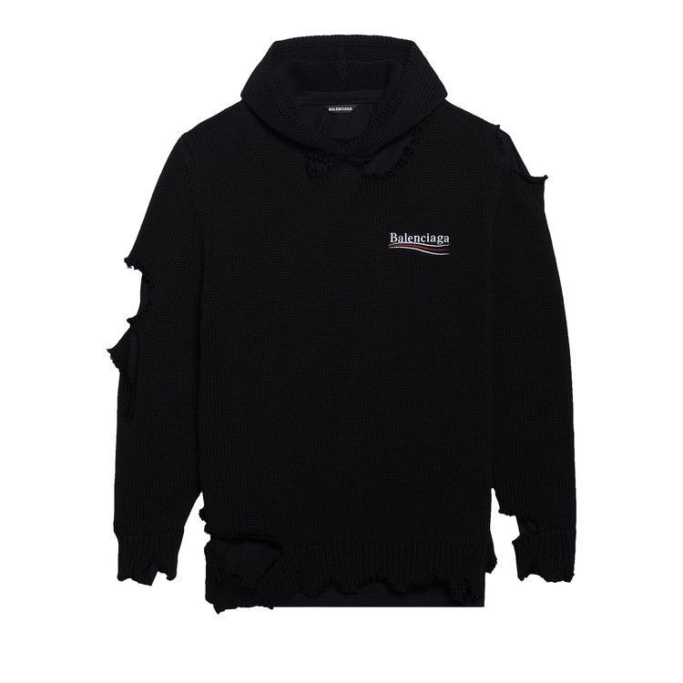 Balenciaga Political Campaign Destroyed Hoodie Black/Black
