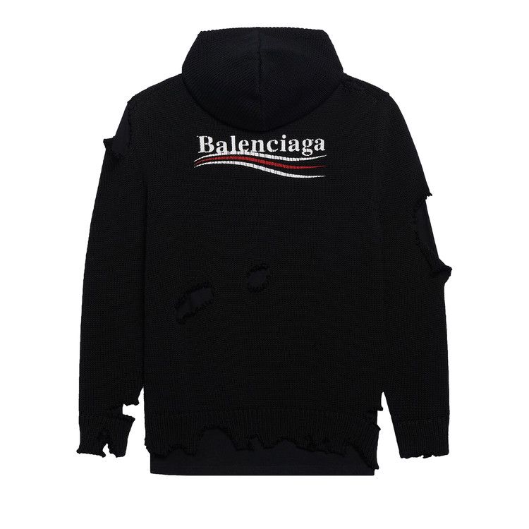 都会的 バレンシアガ フーディ POLITICAL CAMPAIGN バックロゴ Buy Balenciaga Political Campaign Destroyed Hoodie 'Black