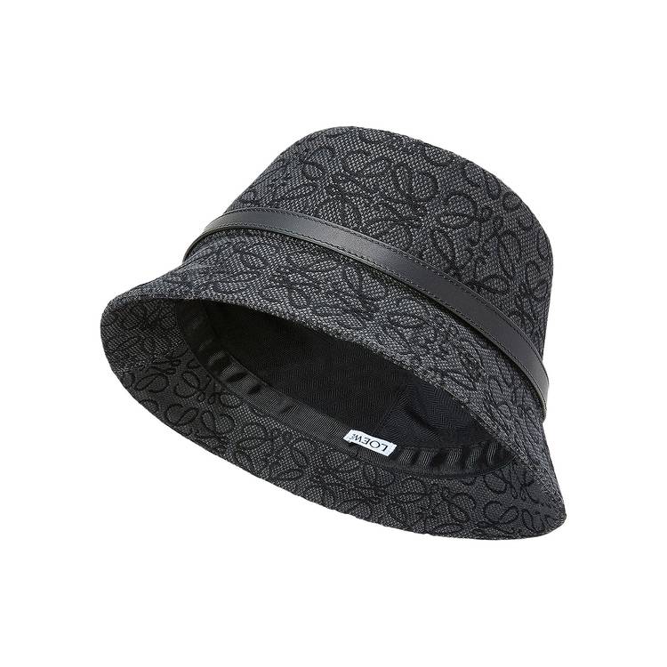 Anagram bucket hat in jacquard and calfskin Navy/Black - LOEWE