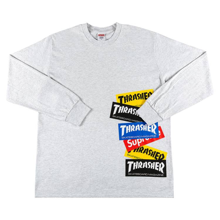 Buy Supreme x Thrasher Multi Logo Long-Sleeve Tee 'Ash Grey