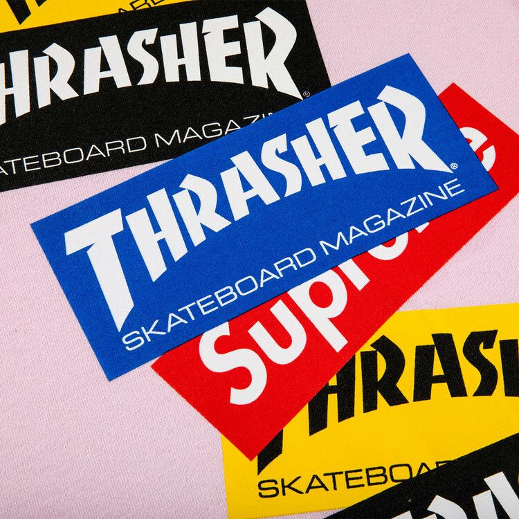 Supreme X Thrasher Multi Logo Long-Sleeve T-Shirt Light Pink