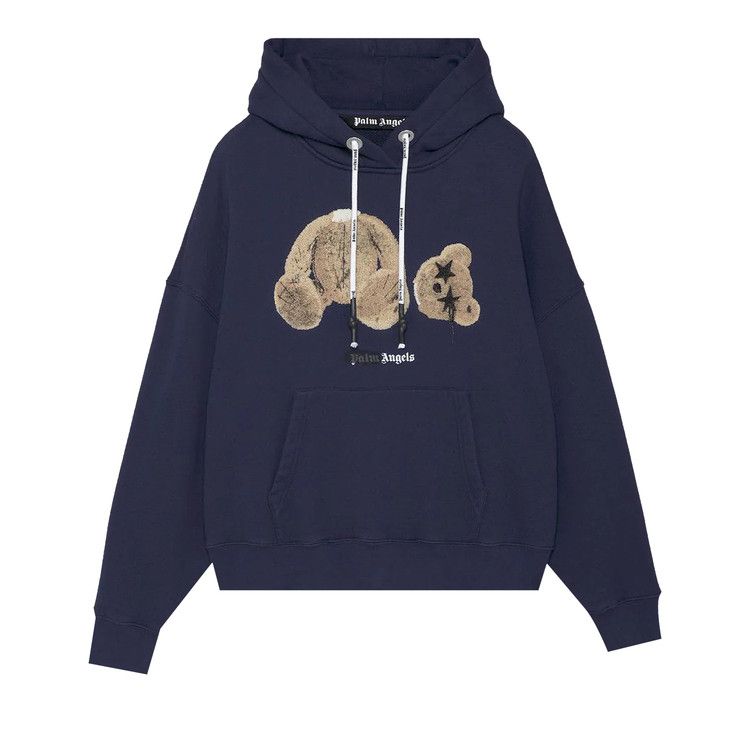Palm Angels Spray Bear Hoodie Navy/Brown