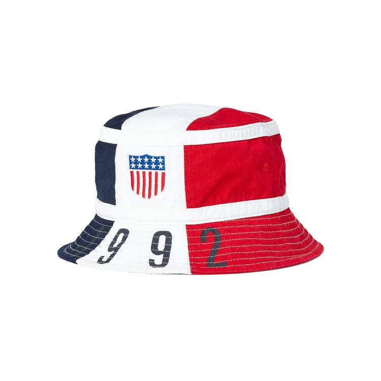 polo bucket hat red white blue