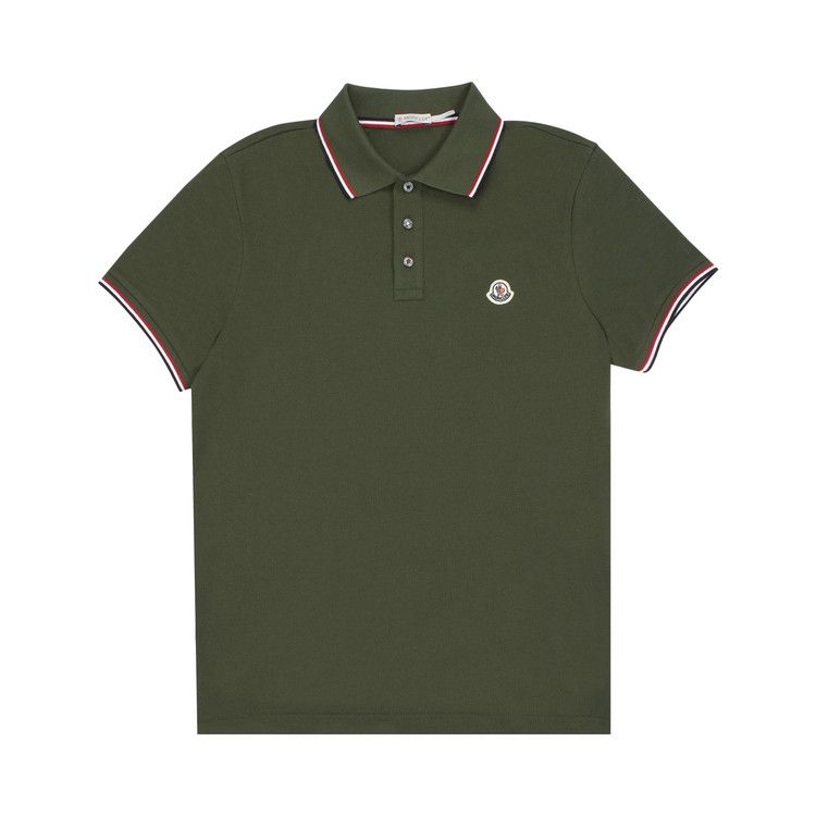 MONCLER オリーブグリーン ポロシャツ M MONCLER モンクレール ポロシャツ オリーブ メンズ 古着 MONCLER