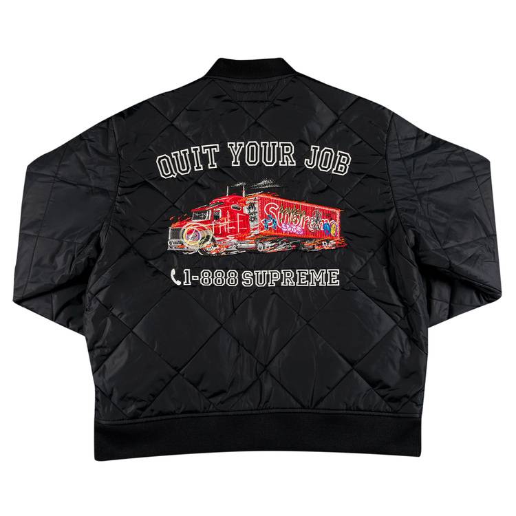 Buy Supreme Quit Your Job Quilted Work Jacket 'Black' - FW21J71