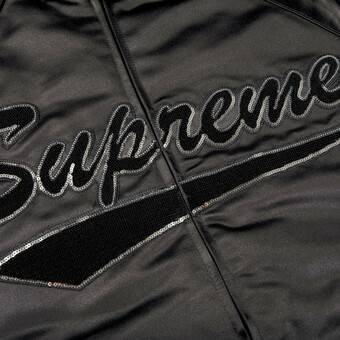 Buy Supreme x Mitchell & Ness Sequin Logo Varsity Jacket 'Black