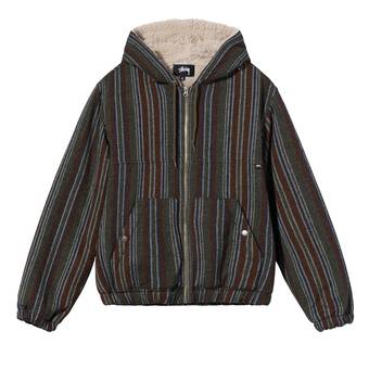 Buy Stussy Wool Stripe Work Jacket 'Olive' - 115606 OLIV | GOAT