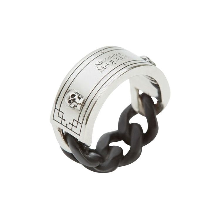 Buy Alexander McQueen Identity Chain Ring 'Black/Silver
