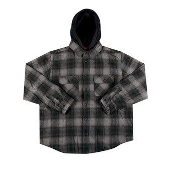 Buy Supreme Hooded Flannel Zip Up Shirt 'Black' - FW21S3 BLACK