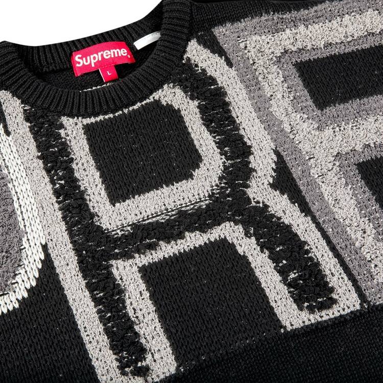 Buy Supreme Chenille Logo Sweater 'Black' - FW21SK13 BLACK | GOAT