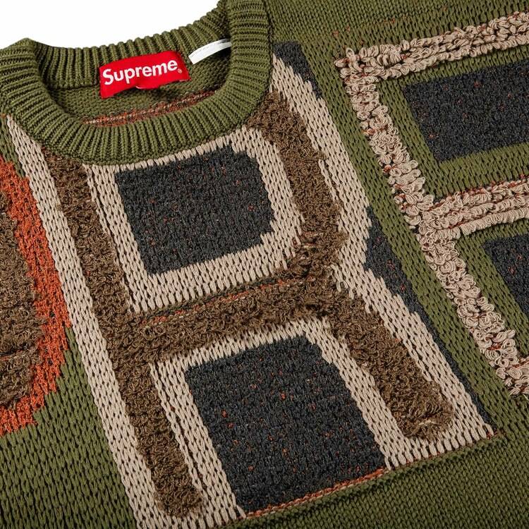 注目の supreme chenille olive XL sweater logo ニット/セーター