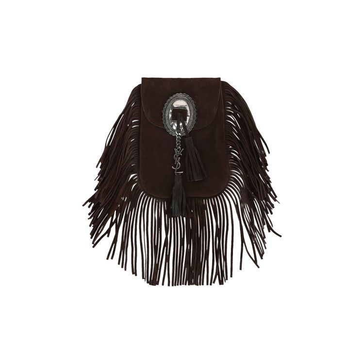 Saint Laurent Anita Fringe Crossbody Bag Brown