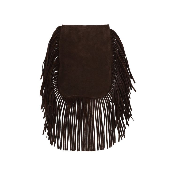 Saint Laurent Anita Fringe Crossbody Bag Brown