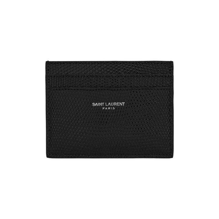 Saint Laurent Grey Grain de Poudre Leather Credit Card Case 375946