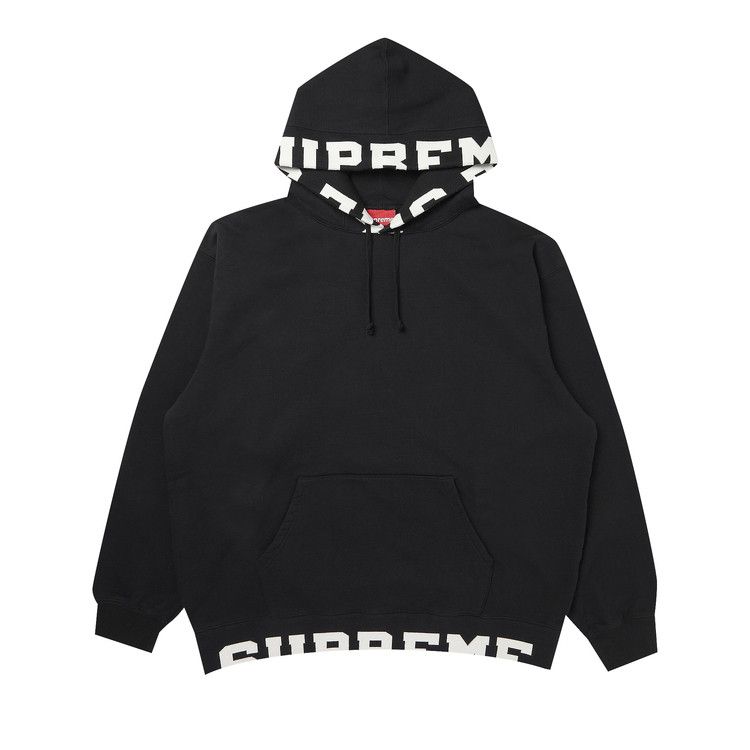 Supreme Cropped Logos Hoodie Black
