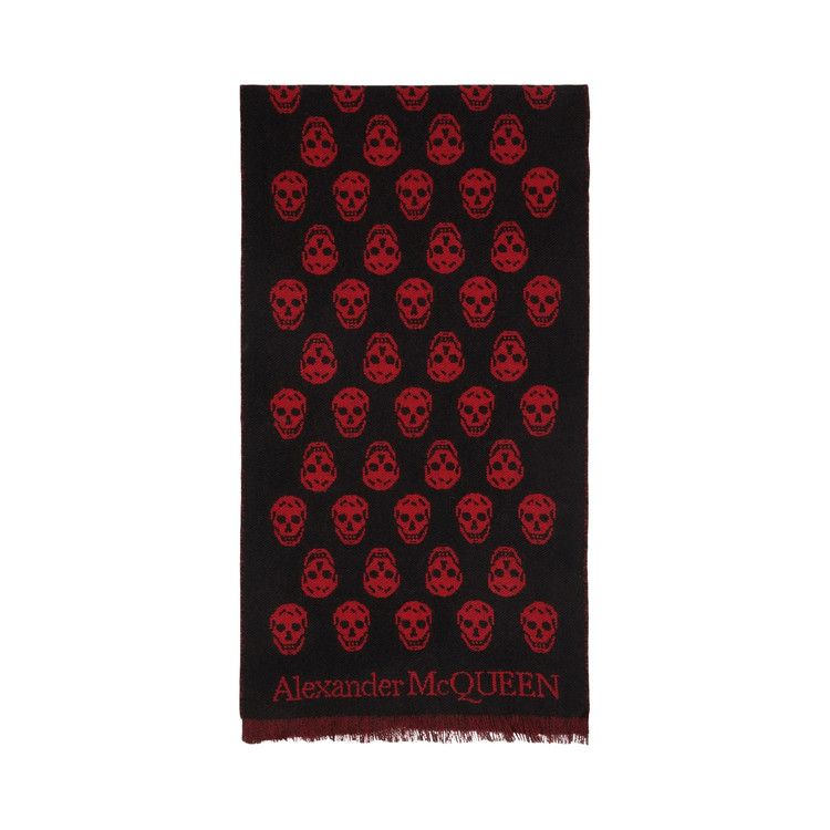 Alexander Mcqueen Reversible Skull Scarf Black/Red