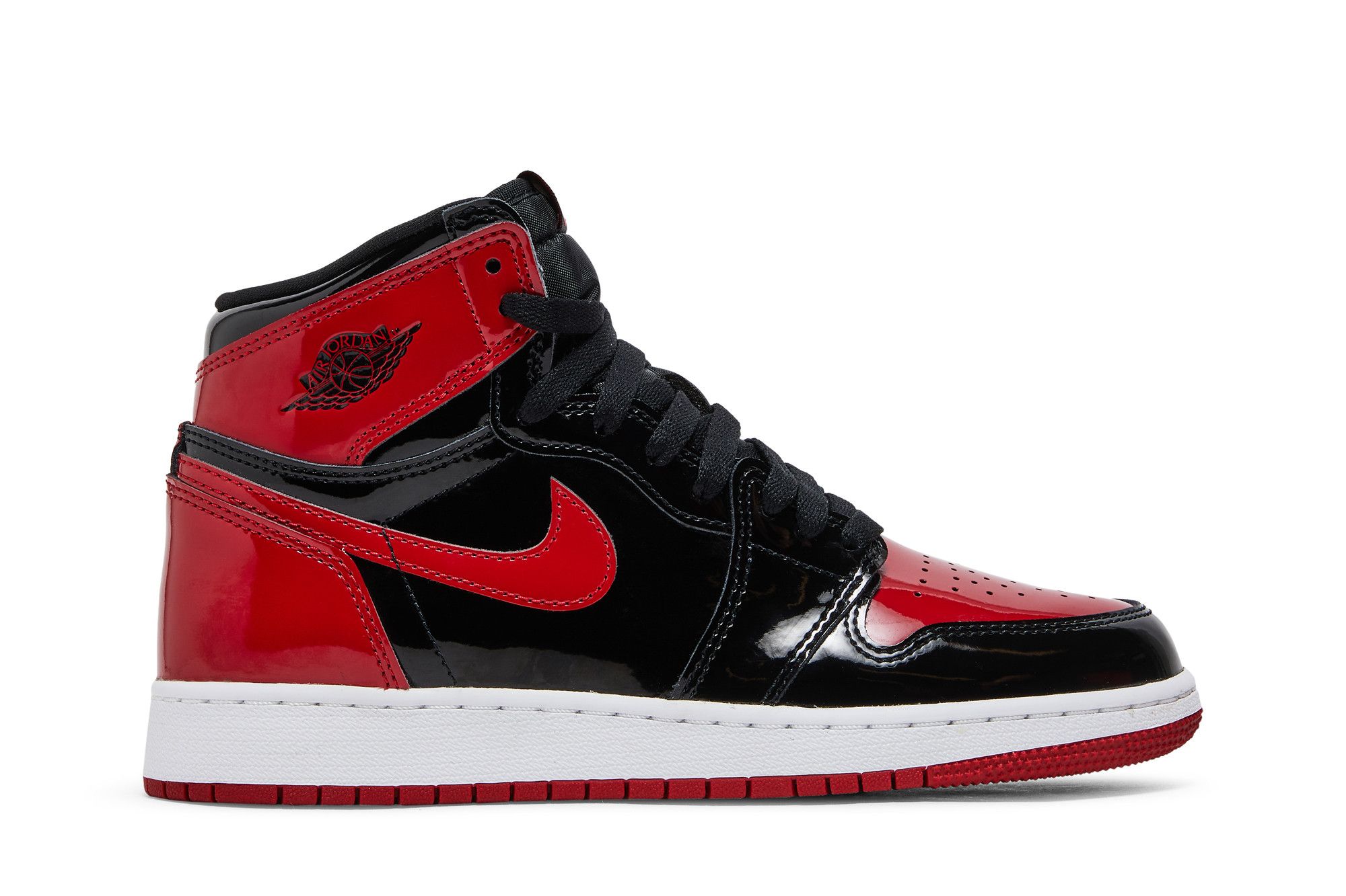 Pre-owned Air Jordan 1 Retro High Og Gs 'patent Bred' In Red