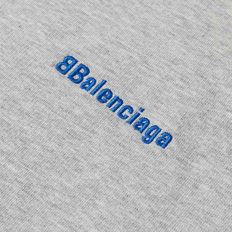 Balenciaga BB Corporate Hoodie Heather Grey/Royal Blue