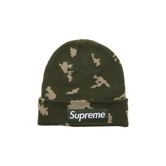 Buy Supreme x New Era Box Logo Beanie 'Olive Russian Camo