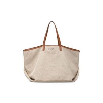 トートバッグ PALM ANGELS Ivory Canvas Shopping Bag Palm Angels logo-print Canvas Tote Bag | White | FARFETCH