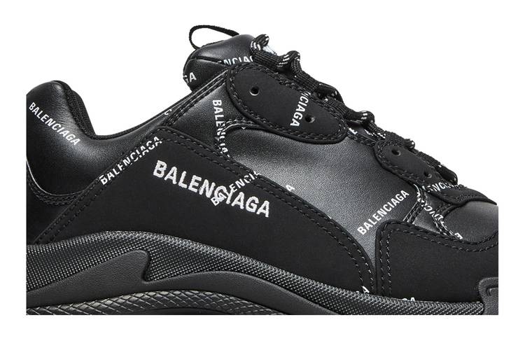 Balenciaga Triple S Allover Logo Black Men's - 536737 W2FA1 1090 - US