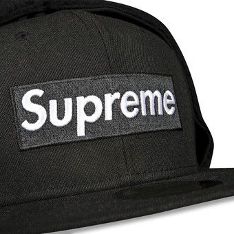 Supreme x New Era Earflap Box Logo 'Black' | GOAT