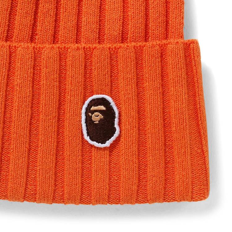BAPE Ape Head One Point New Era Knit Beanie Orange