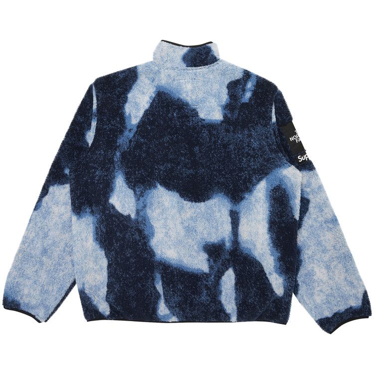 Supreme x The North Face Bleached Denim Print Fleece Jacket Indigo Size M  New!