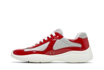 Prada Men's Red Leather Americas Cup Sneaker 4E3400