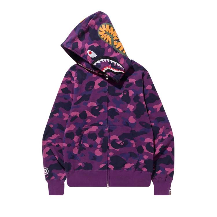 BAPE Color Camo Shark Full Zip Hoodie - Purple 100% Authentic XL