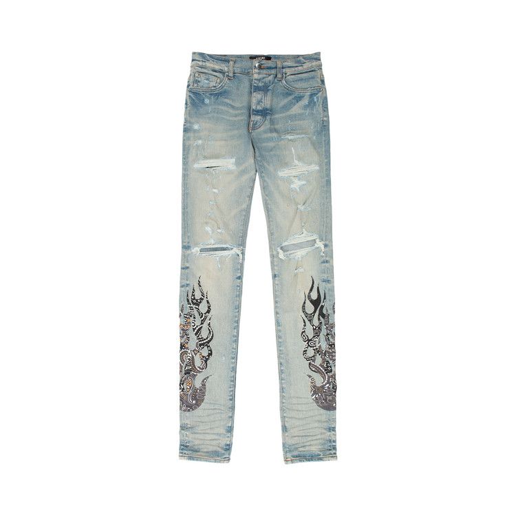 Buy Amiri Bandana Flame Jean 'Clay/Indigo/Black