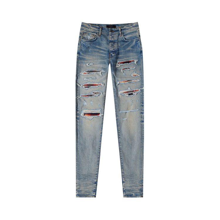 Amiri Plaid Thrasher Skinny Jean 'clay/Indigo'