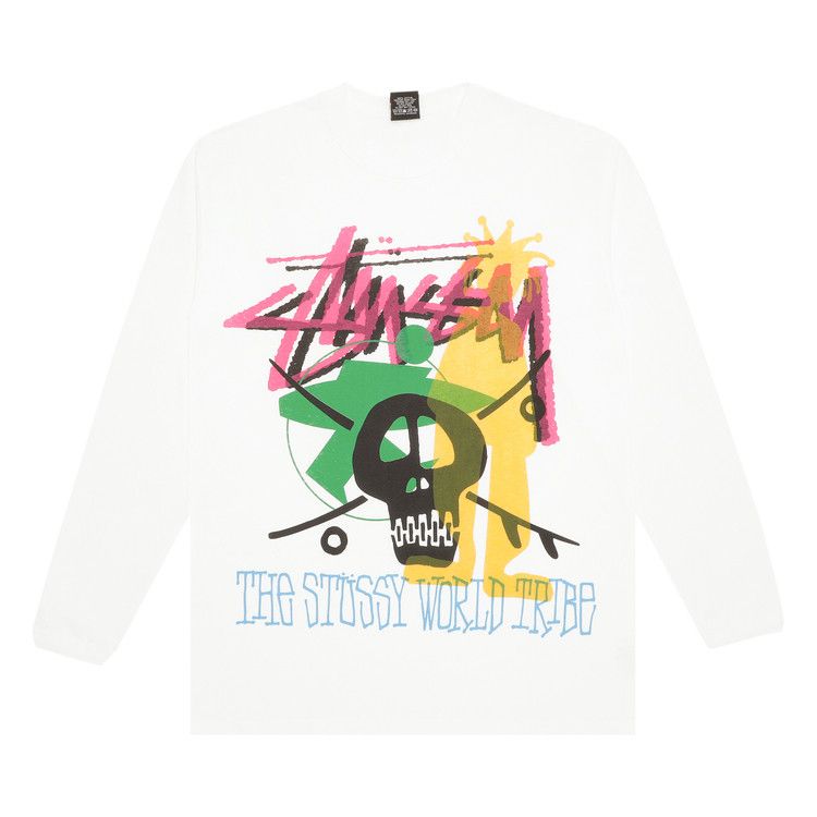 Buy Stussy Gear World Tribe Long-Sleeve Tee 'White' - 0535