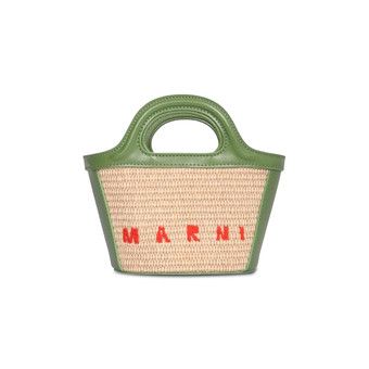 MARNI｜TOTEBAGS (TROPICALIA MICRO (BMMP0067Q0 P3860 00N9 Tropicalia Micro Bag in brown leather and raffia-effect
