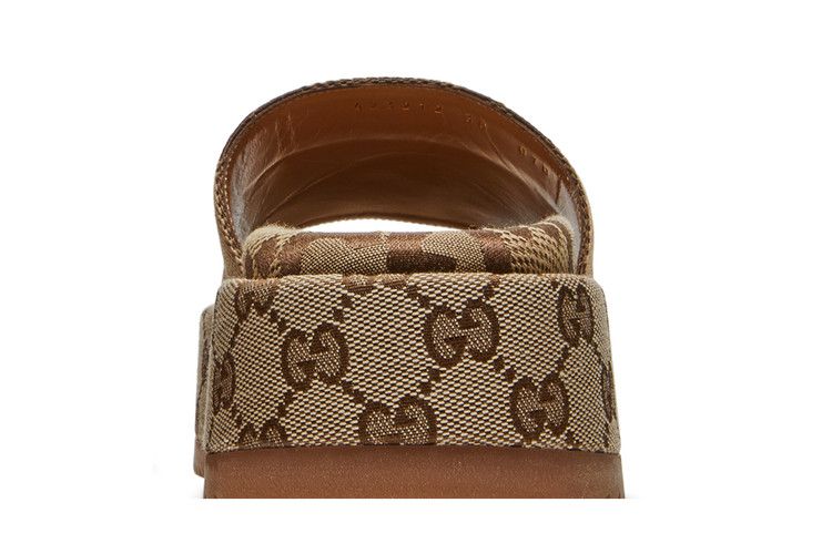 Gucci Wmns Gg Lame Platform Slide Sandal 'camel Monogram'