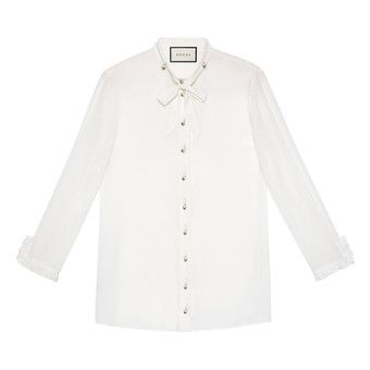 Buy Gucci Silk Button Down Shirt 'White' - 407578 ZGS03 9011 | GOAT