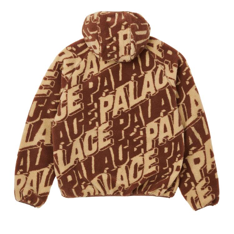 Palace Jacquard Fleece Hooded Jacket 'Tan/Brown'