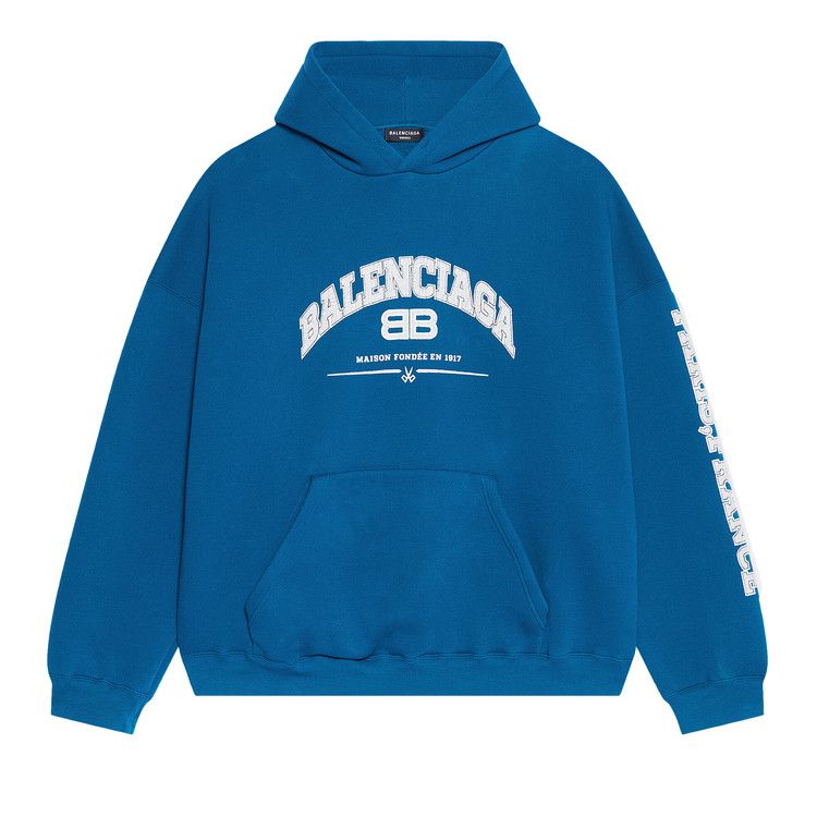 Balenciaga Wide Fit Hoodie Petrol Blue/Grey/White