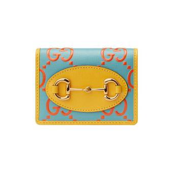Gucci Horsebit 1955 Card Case Wallet 'Orange/Blue' | GOAT