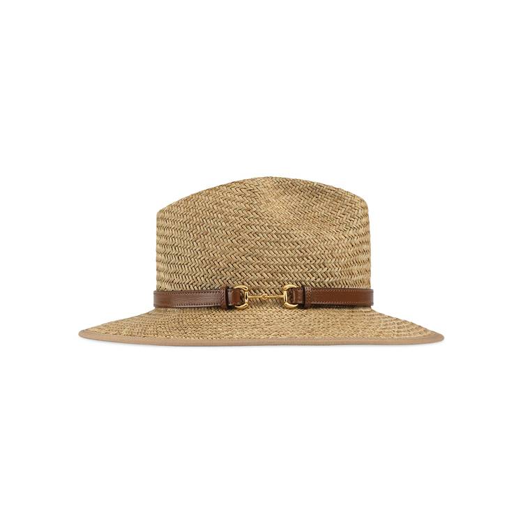 Gucci Straw Hat with Horsebit, Size M, Neutral